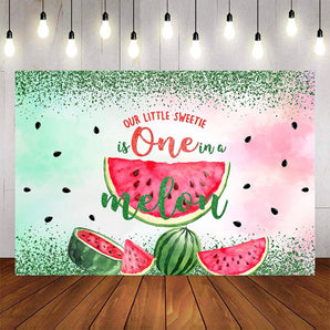 Mocsicka Our Little Sweetie is One in a Melon Happy Birthday Backdrop-Mocsicka Party