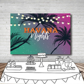 Mocsicka Havana Night Plam Trees Theme Party Backdrop