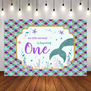 Mocsicka A Little Mermaid is Turning One Happy 1st Birthday Backdrop-Mocsicka Party