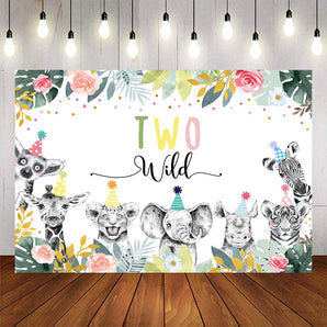 Mocsicka Wild Animals and Forest Happy 2nd Birthday Backdrop-Mocsicka Party