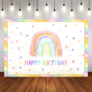 Mocsicka Rainbow Love Happy Birthday Party Backdrop-Mocsicka Party