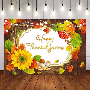 Mocsicka Maple Leaf and Wooden Floor Thanks Giving Day Backdrop-Mocsicka Party