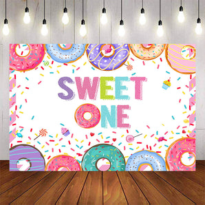 Mocsicka Donut Theme Sweet One Happy Birthday Backdrop-Mocsicka Party