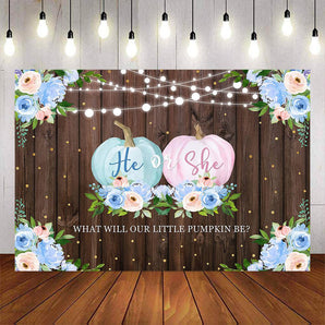 Mocsicka He or She Pumpkin Gender Reveal Party Backdrop-Mocsicka Party