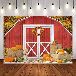 Mocsicka Red Barn and Pumpkin Haystack Photo Background-Mocsicka Party