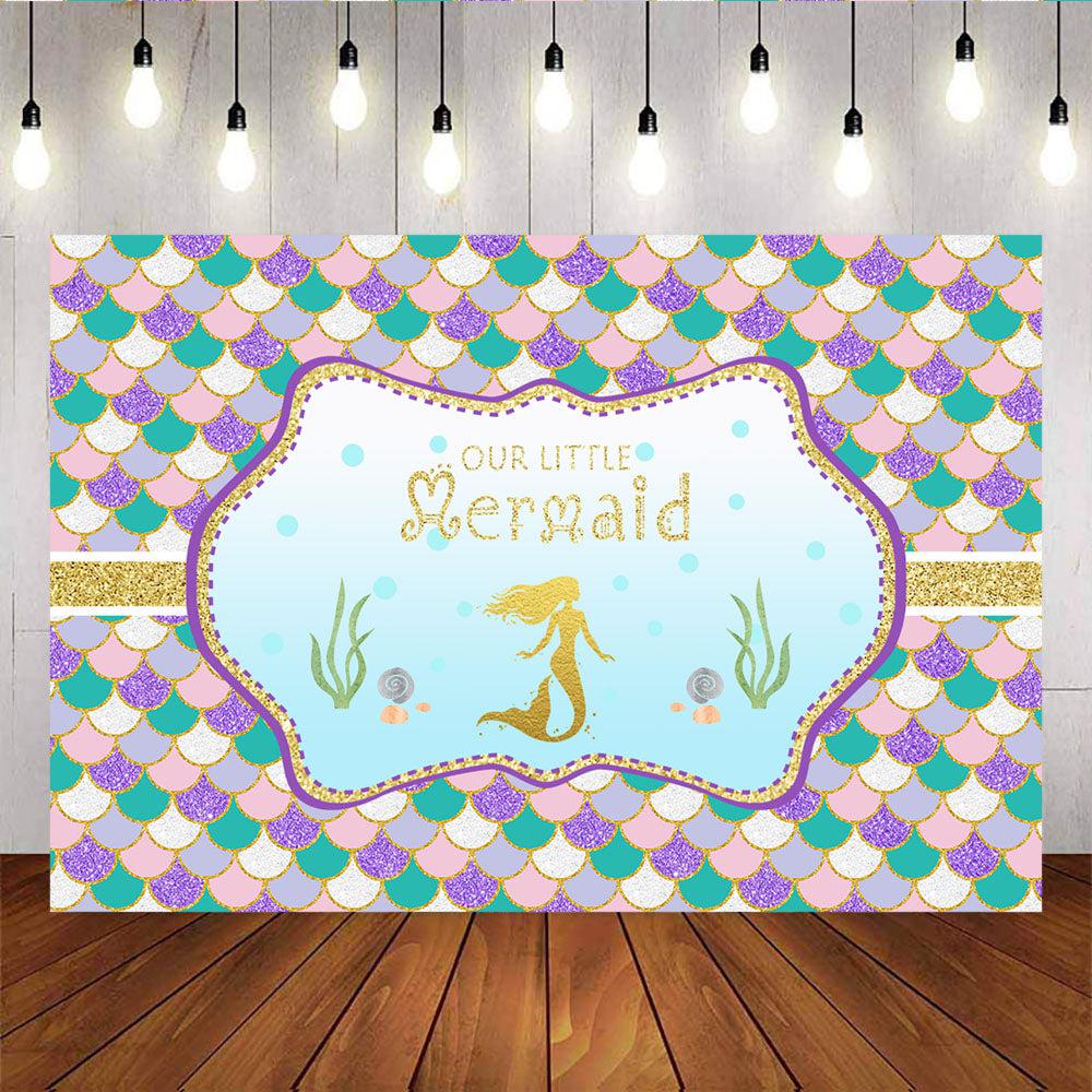 Mocsicka Mermaid Theme Baby Shower Party Decor Shining Fish Scale Background-Mocsicka Party