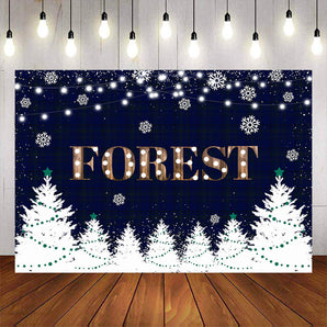 Mocsicka Forest Night and Snowflakes Baby Shower Backdrop-Mocsicka Party