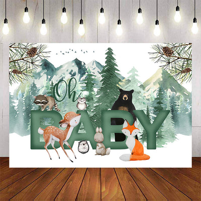 Mocsicka Forest and Animals Woodland Oh Baby Shower Backdrop-Mocsicka Party