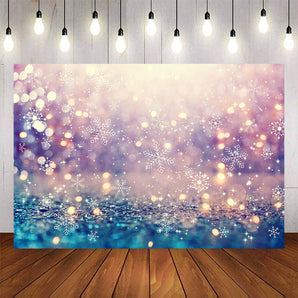 Mocsicka Snowflakes and Glowing Dots Baby Shower Background-Mocsicka Party