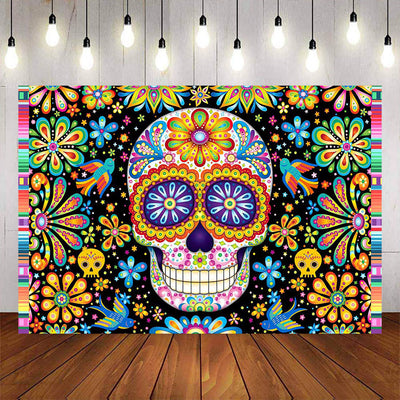 Mocsicka Skull Flower Day of the Death Party Background-Mocsicka Party