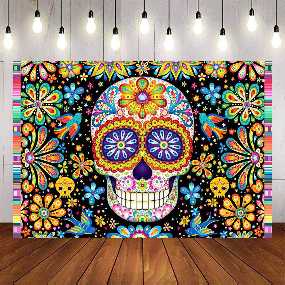 Mocsicka Skull Flower Day of the Death Party Background – Mocsicka Party