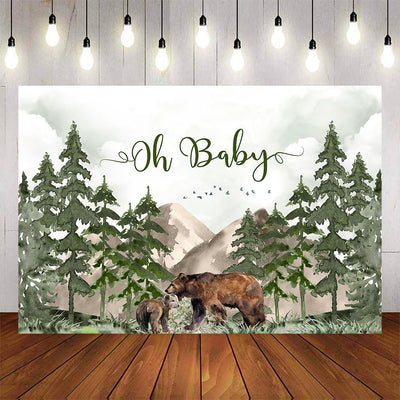 Mocsicka Forest and Bear Woodland Oh Baby Shower Backdrop-Mocsicka Party