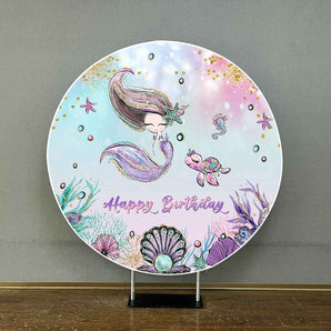 Mocsicka Undersea Mermaid Theme Happy Birthday Round Cover-Mocsicka Party