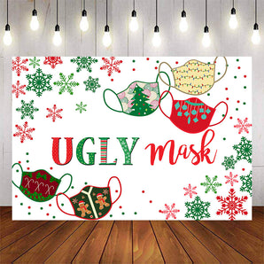 Mocsicka Ugly Mask Snowflakes Theme Party Backdrop-Mocsicka Party