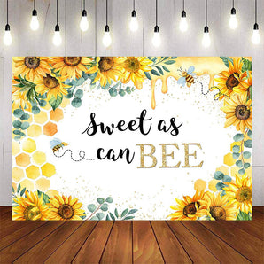 Mocsicka Sweet as can Bee Sunflowers Baby Shower Backdrop-Mocsicka Party