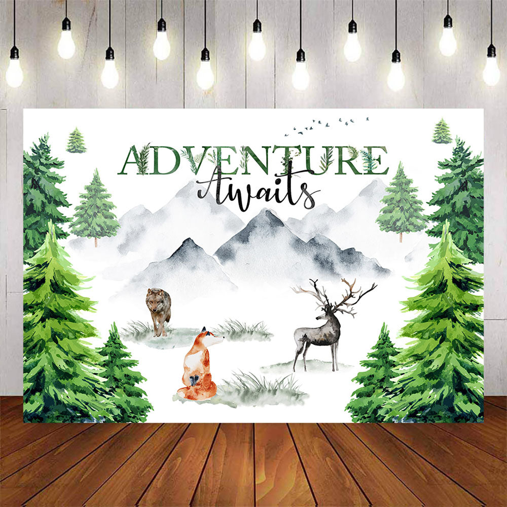 Mocsicka Adventure Awaits Forest and Animals Baby Shower Backdrop-Mocsicka Party