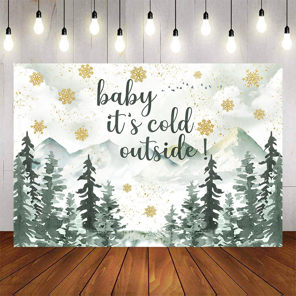 Mocsicka Baby It's Cold Outside Winter Snowflakes Baby Shower Backdrop