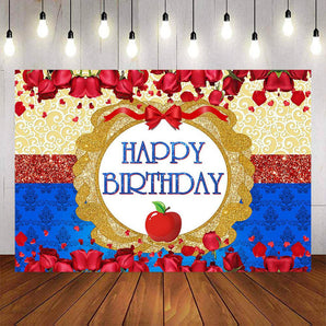 Mocsicka Red Rose and Apple Happy Birthday Backdrop-Mocsicka Party