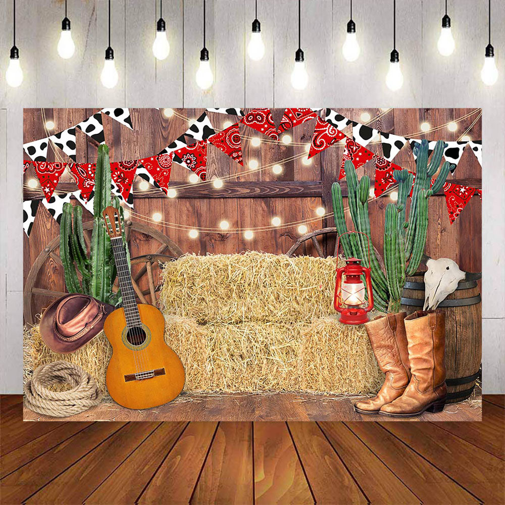 Mocsicka Cowboy Theme Haystack and Guitar Photo Banners-Mocsicka Party