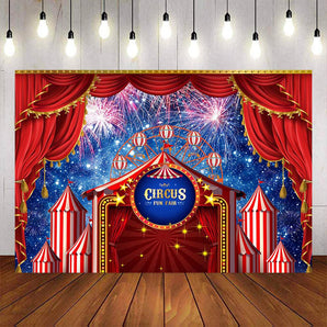 Mocsicka Circus Fun Fair and Ferris Wheel Happy Birthday Backdrop-Mocsicka Party