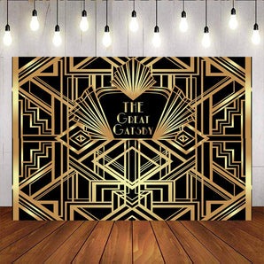 Mocsicka Gatsby Theme Birthday Party Decoration Black Golden Backdrop-Mocsicka Party