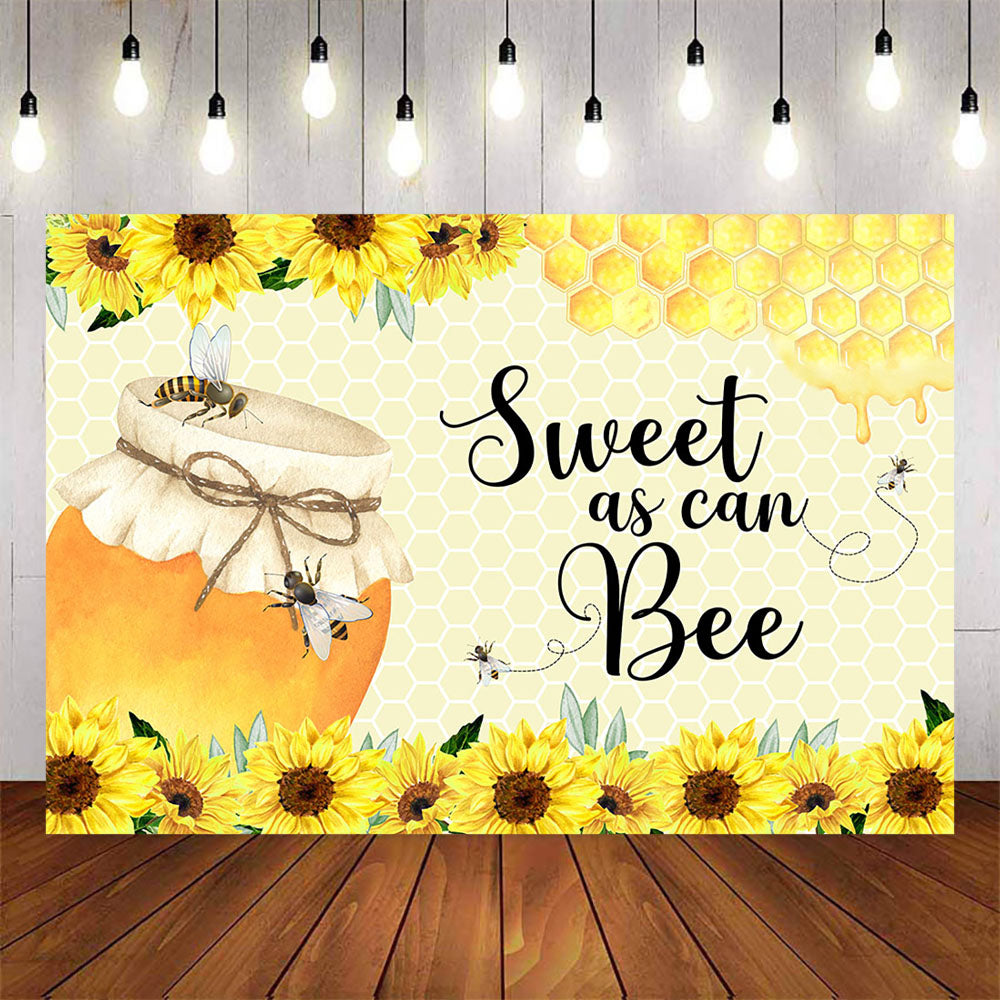 Mocsicka Little Honey Bee Sunflowers Baby Shower Backdrop-Mocsicka Party