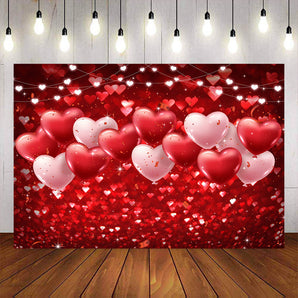 Mocsicka Pink and Red Heart Happy Valentine's Day Backdrop-Mocsicka Party