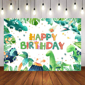 Mocsicka Dinosaurs and Forest Happy Birthday Background-Mocsicka Party
