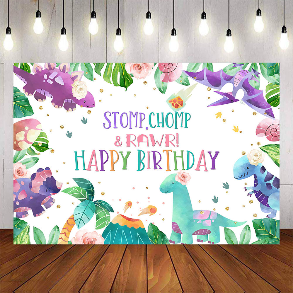 Mocsicka Dinosaurs and Forest Happy Birthday Theme Party Backdrop-Mocsicka Party