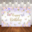 Mocsicka Pink Flowers and Butterfly Happy Birthday Backdrop-Mocsicka Party