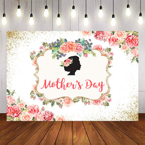 Mocsicka Spring Floral and Golden Dots Happy Mother's Day Backdrop-Mocsicka Party