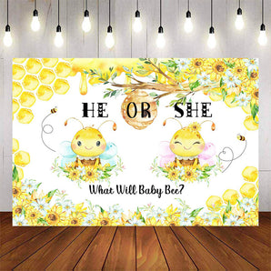 Mocsicka Little Honey Bee He or She Gender Reveal Backdrop-Mocsicka Party