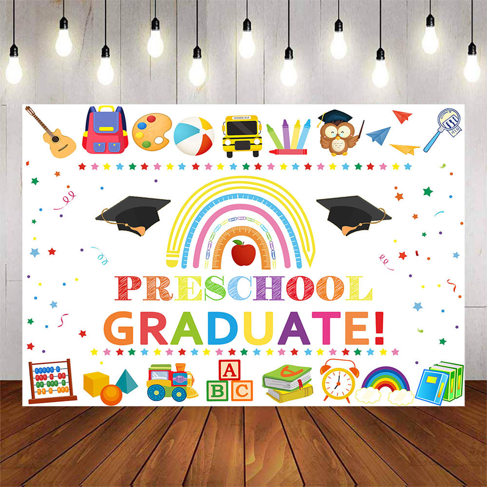 Mocsicka Preschool Graduate Backdrop for Kids School Prom Party Supplies Decoration Banner-Mocsicka Party