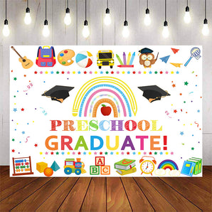 Mocsicka Preschool Graduate Backdrop for Kids School Prom Party Supplies Decoration Banner-Mocsicka Party
