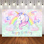 Mocsicka Rainbow Unicorn and Clouds Happy Birthday Backdrop-Mocsicka Party