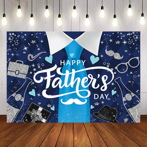 Mocsicka Blue Tie Happy Father's Day Backdrop-Mocsicka Party