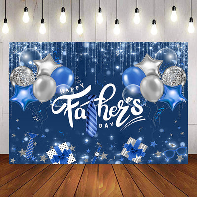 Mocsicka Blue Tie and Gifts Balloons Happy Father's Day Backdrop-Mocsicka Party