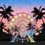Mocsicka Summer Sunset Plam Leaves and Ferris Wheel Photo Banner