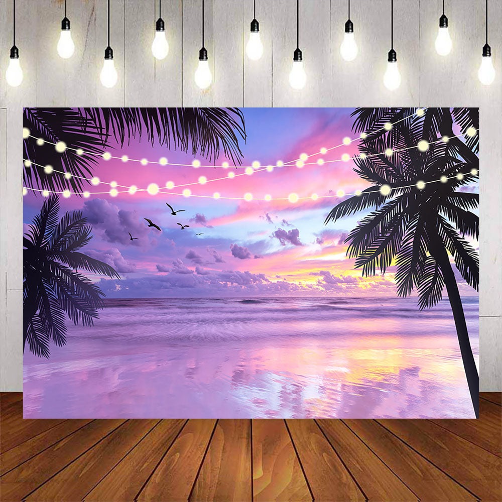 Mocsicka Pink Purple Summer Beach Sunset Photo Banner-Mocsicka Party