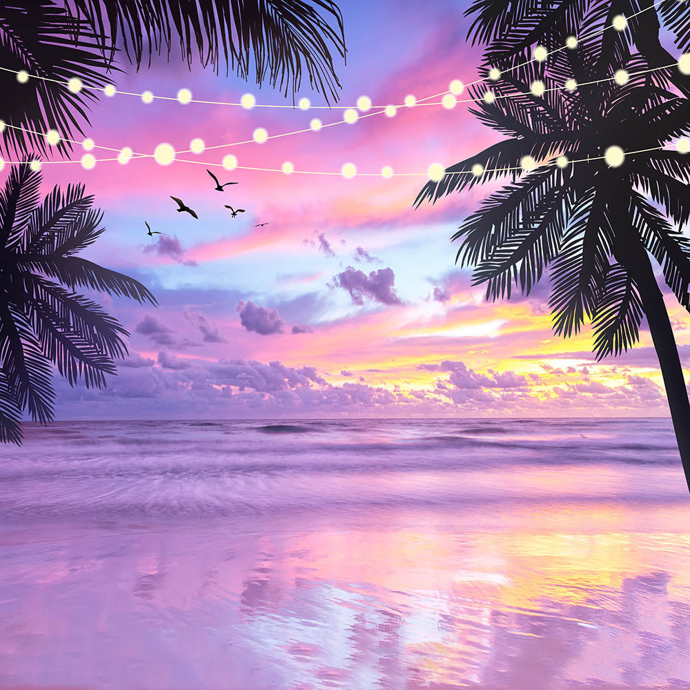 Mocsicka Pink Purple Summer Beach Sunset Photo Banner