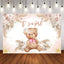 Mocsicka It's A Girl Little Bear and Flowers Baby Shower Backdrop-Mocsicka Party