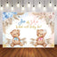 Mocsicka Little Bear and Flowers He or She Gender Reveal Backdrop-Mocsicka Party