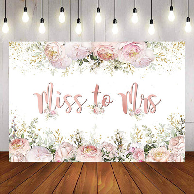 Mocsicka Pink Flowers and Gold Dots Miss to Mrs Backdrop-Mocsicka Party