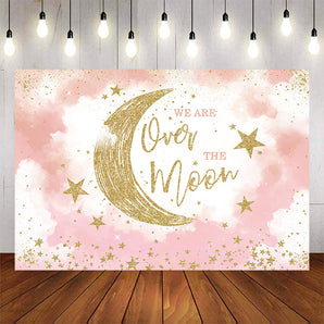 Mocsicka Gold Moon and Stars Baby Shower Backdrop-Mocsicka Party