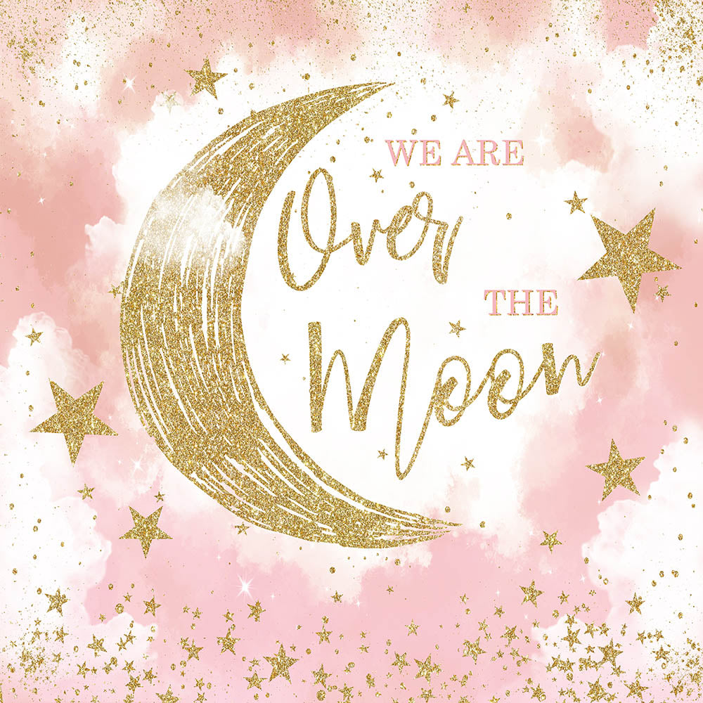 Mocsicka Gold Moon and Stars Baby Shower Backdrop
