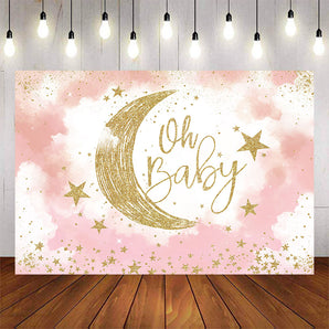 Mocsicka Gold Moon and Stars Oh Baby Shower Banners-Mocsicka Party