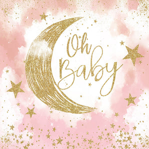 Mocsicka Gold Moon and Stars Oh Baby Shower Banners