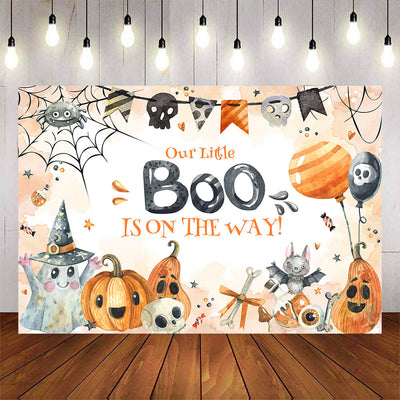 Mocsicka Our Little Boo is on the Way Halloween Backdrop-Mocsicka Party