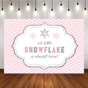 Mocsicka A Little Snowflake is Almost Here Baby Shower Pink Ripple Background-Mocsicka Party