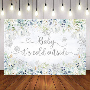 Mocsicka Flower Baby It's Cold Outside Baby Shower Party Backdrop-Mocsicka Party